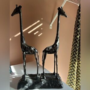 Vintage Metal Giraffe Sculptures / Book Ends